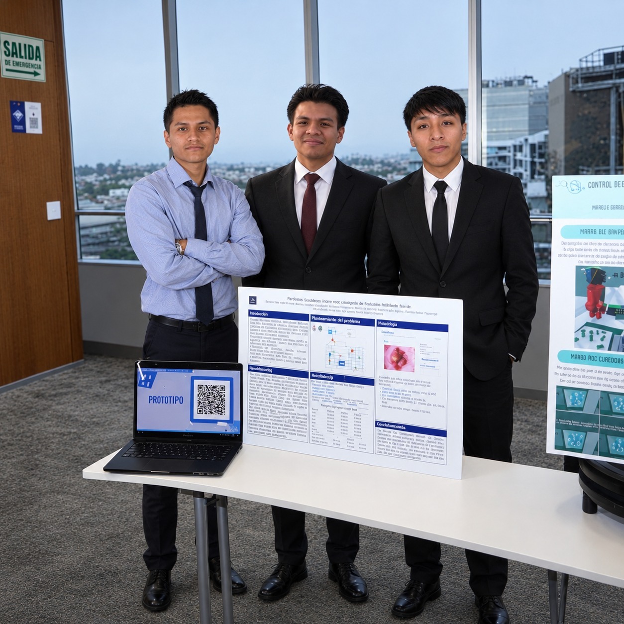 Integrantes del equipo de SkinScan presentando el prototipo del proyecto